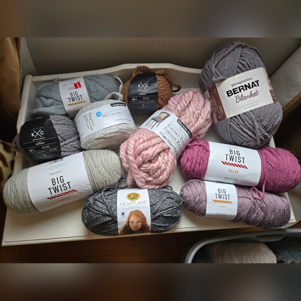 Yarn Lot, Yarn Assortment, Roughly 30 Types of Yarn New, Crochet, Knit, Macrame